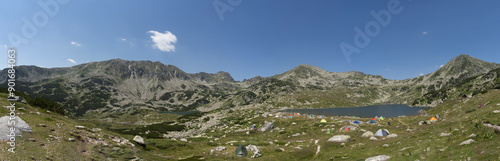 Panoramic view of Bucura and Ana lakes in National Park Retezat, Romania.  photo