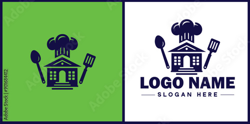 Cooking school icon Culinary academy Cooking institute Culinary school flat logo sign symbol editable vector