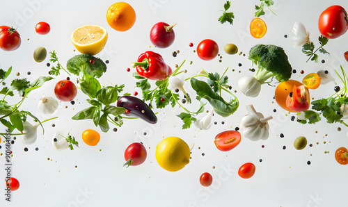 vegetable and fruits photo or illustrator on white background