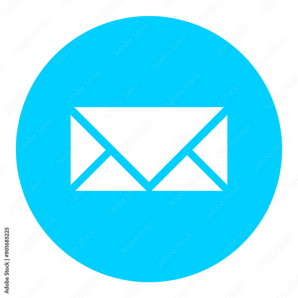 Blue email envelope button icon with simple and modern design Blue email envelope button icon with simple and modern design