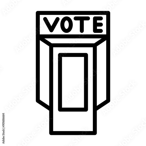 Voting Booth Vector Line Icon Design