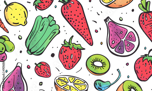 vegetable and fruits photo or illustrator on white background