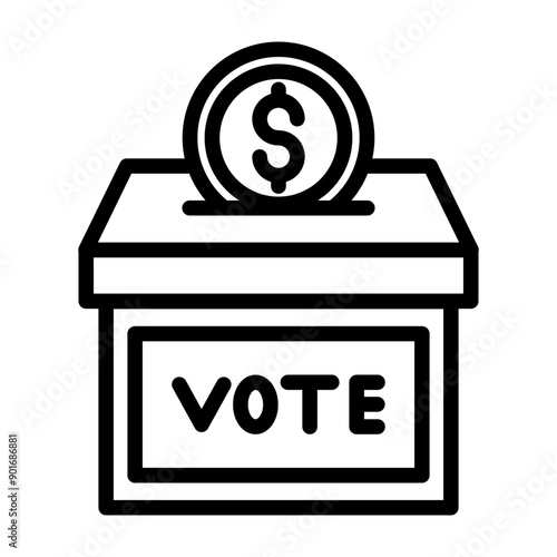 Campaign Donation Box Vector Line Icon Design