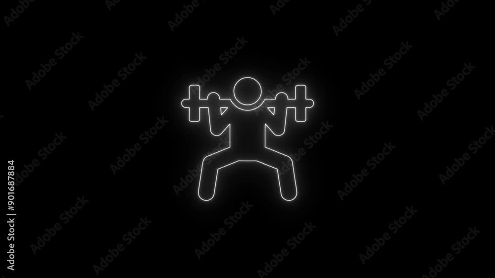 Man raises dumbbell glowing neon icon. The man with barbell, rod, weight, crossbar neon icon . gym icon cpncept. Man raises dumbbell glowing neon icon. The man with barbell, rod, weight, crossbar neon icon . gym icon cpncept.