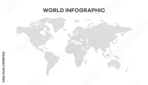 PrintWorld Map, Very high resolution world map, isolated on white background. Infographic, Flat Earth, Globe similar worldmap icon. annual report, Travel worldwide, map silhouette backdrop.
