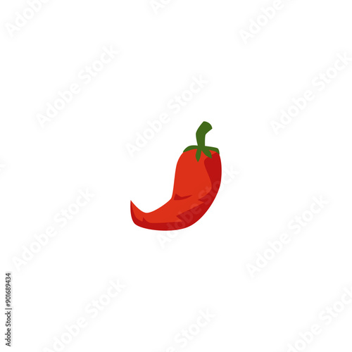 Red hot chili pepper pod vector flat icon, ripe spicy vegetable, organic condiment ingredient, cayenne pepper farm food