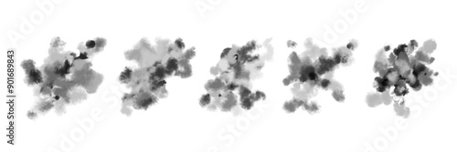 Black ink blob set, watercolor vector spot, dark abstract grunge dirty splash stain collection. Brushstroke painting liquid silhouette, grunge paper inkblot, spray dripped wet background. Ink blob