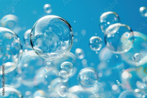 Wallpaper Mural transparent bubbles on blue background Torontodigital.ca