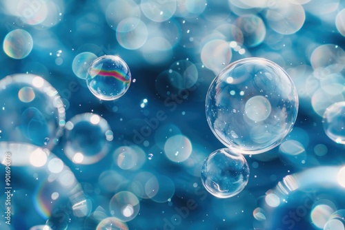 Wallpaper Mural transparent bubbles on blue background Torontodigital.ca