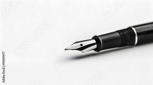 Black pen with a minimalist design, isolated on a plain white background in a v6 style.