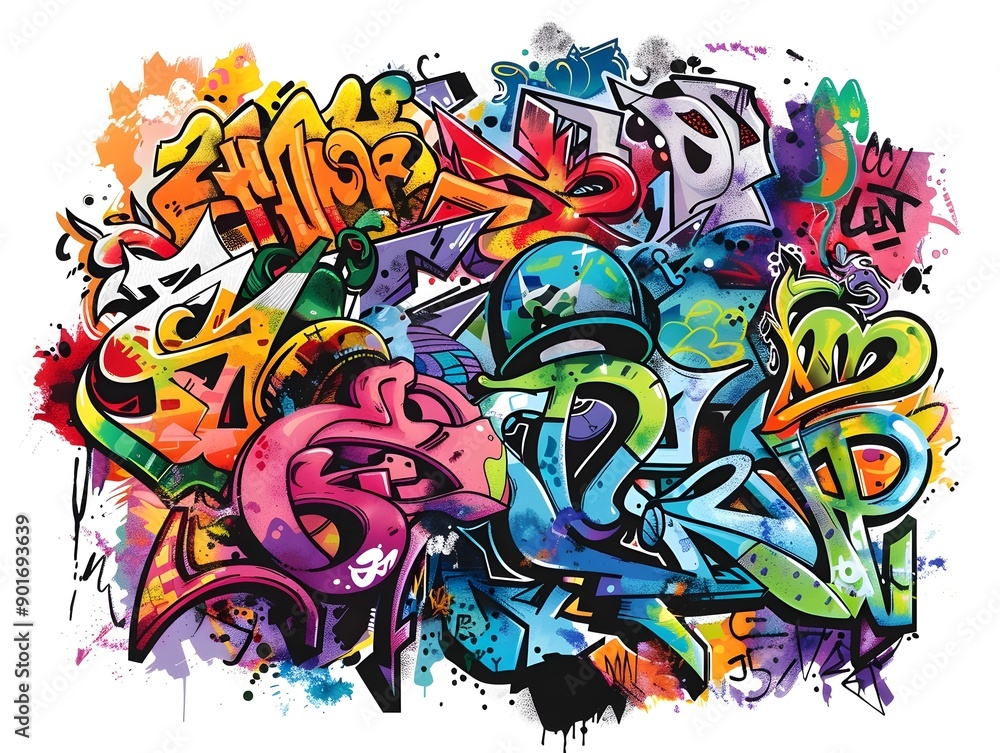 Obraz premium Vibrant Graffiti Inspired Sticker Design for Stylish Streetwear Fashion