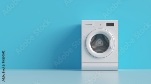 A front-loading dryer with a large round door and a load of freshly dried laundry visible inside