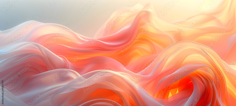 Elegant abstract silk waves of peach, red color on a white background. Banner background for wallpapers, web screensavers. Elegant abstract silk waves of peach, red color on a white background. Banner background for wallpapers, web screensavers.