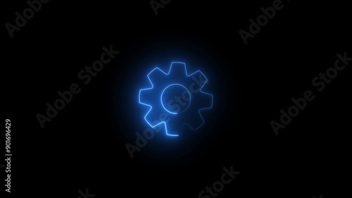 Wallpaper Mural Settings blue color icon neon animation green color. Black background 4k video Torontodigital.ca