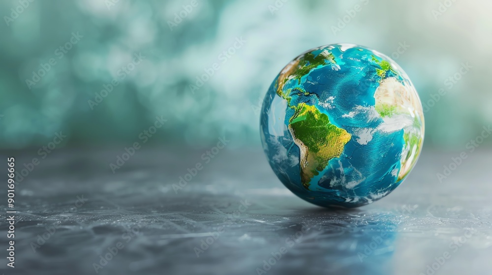 A small globe on a grey flat table, symbolizing the world and its interconnectedness. A small globe on a grey flat table, symbolizing the world and its interconnectedness.