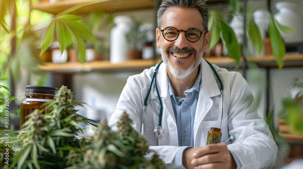 Doctor Discussing Cannabis-Related Short-Term Memory Loss with Patient in Modern Clinic Doctor Discussing Cannabis-Related Short-Term Memory Loss with Patient in Modern Clinic