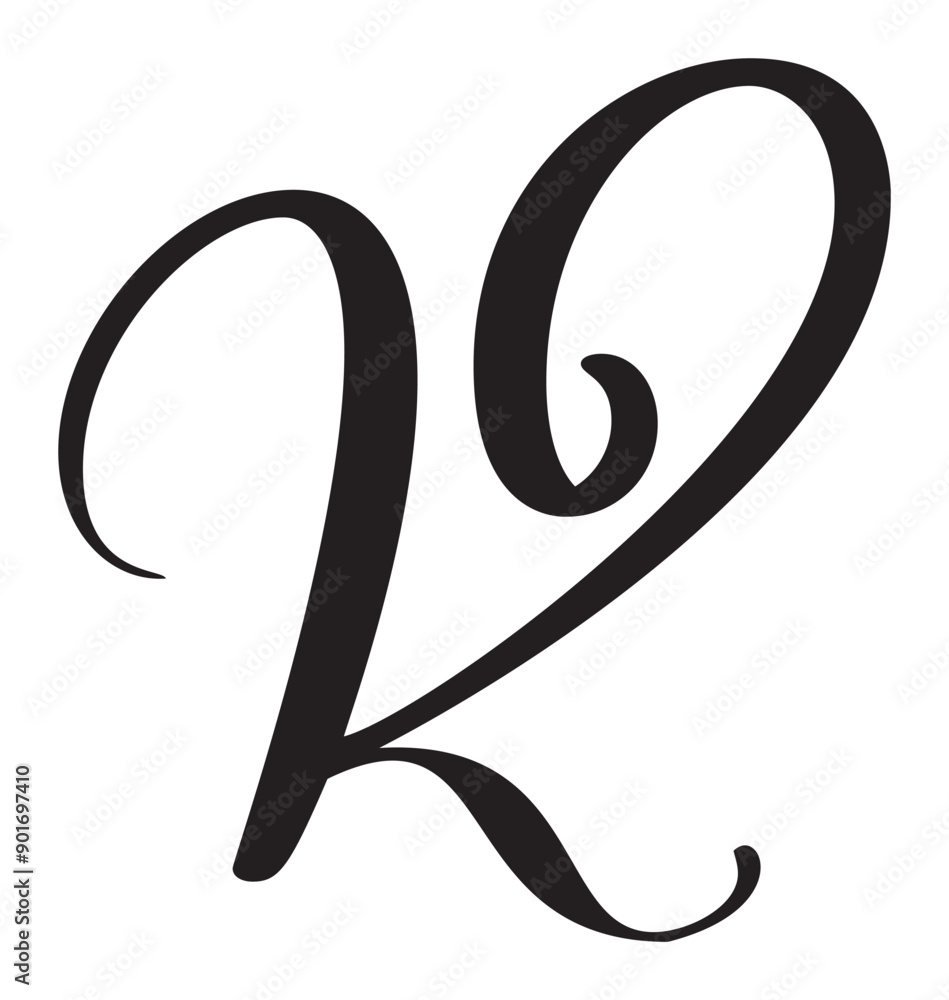Hand drawn vector calligraphy letter K. Script capital font logo ...
