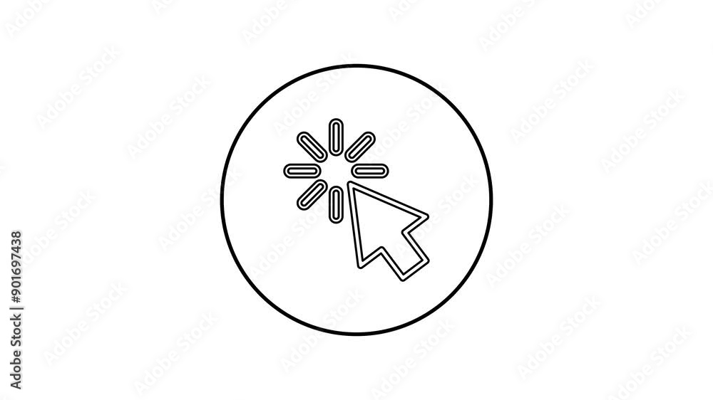Line animation of cursor icon. Mouse click symbol concept Line animation of cursor icon. Mouse click symbol concept