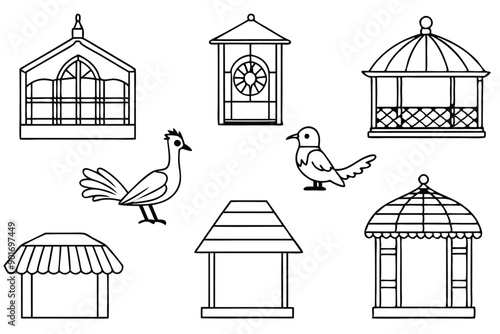 Aviary bird line art illustration