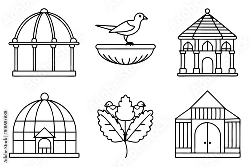 Aviary bird line art illustration