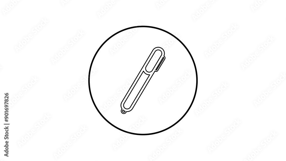Line animation of pen icon. Education sign. Drawing and educational tools. Line animation of pen icon. Education sign. Drawing and educational tools.