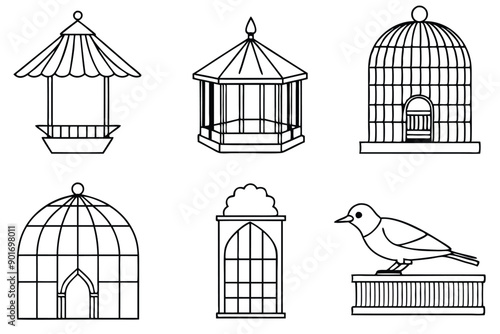 Aviary bird line art illustration