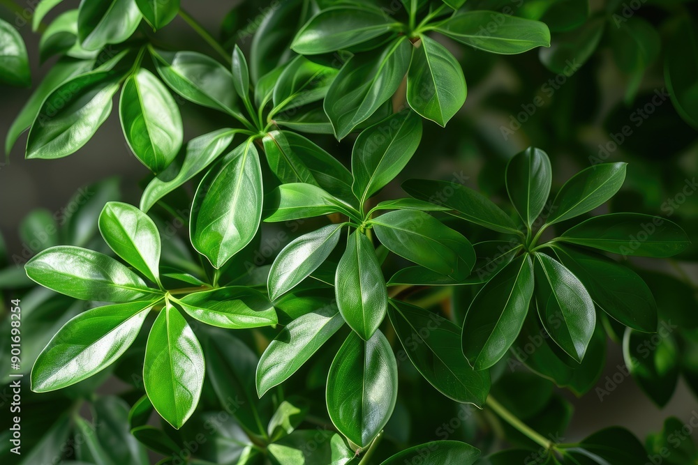 Schefflera Leaves Against Neutral Background Schefflera Leaves Against Neutral Background