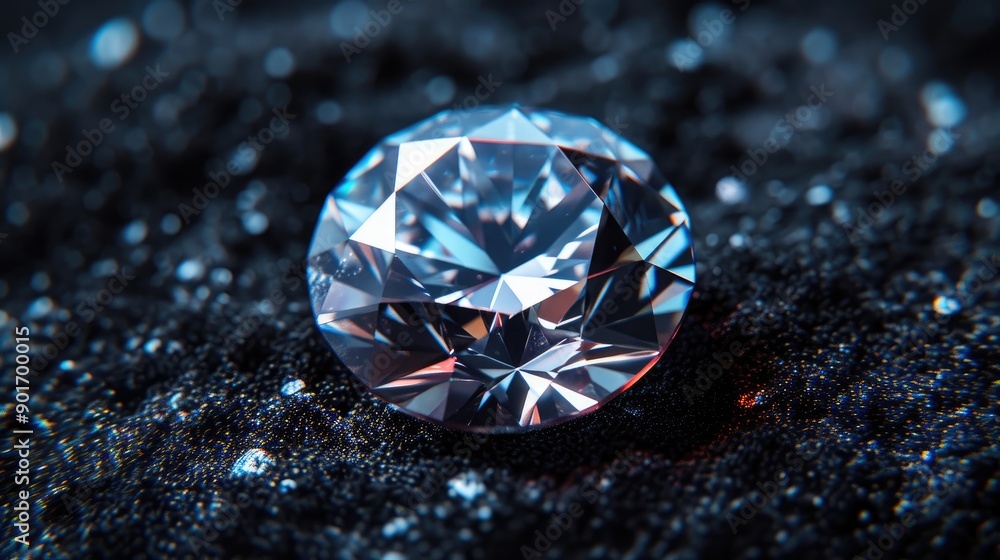 Brilliant Faceted Diamond Illuminated on Black Brilliant Faceted Diamond Illuminated on Black