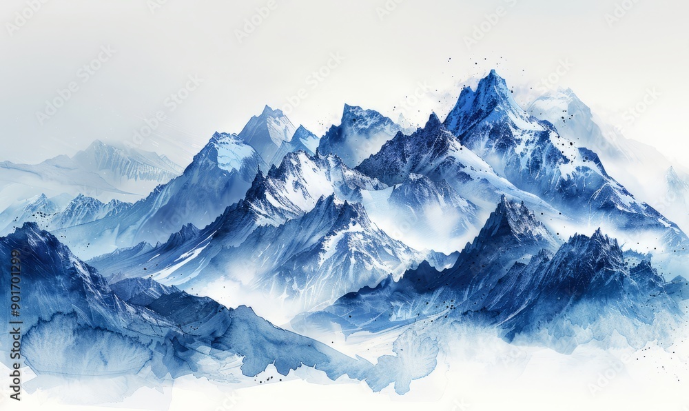 The mountains are covered in snow and the sky is blue The mountains are covered in snow and the sky is blue