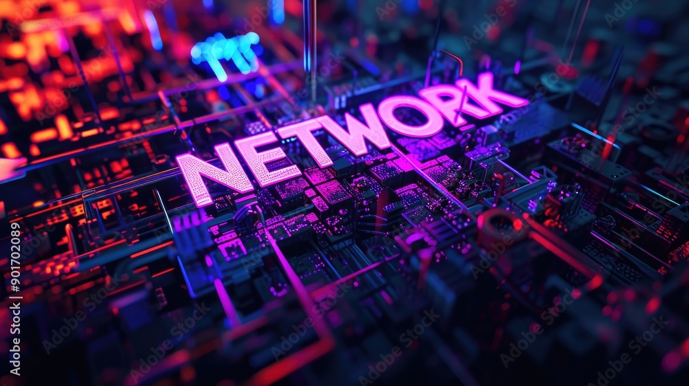 Digital Distortion: 'NETWORK' Title with Neon Effects Digital Distortion: 'NETWORK' Title with Neon Effects