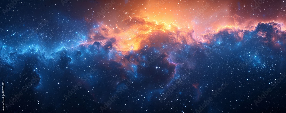 Fototapeta premium Abstract night sky with bright stars in watercolor.