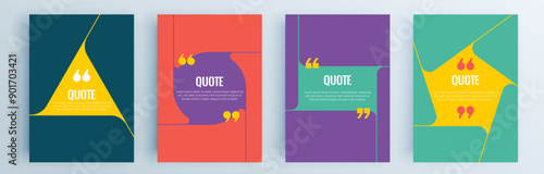 Quote frames blank templates set. Text in brackets, citation empty speech bubbles, quote bubbles. Textbox isolated on color background. Vector illustration.