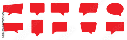 set of flat red bubble speech vector. price tag, stickers, badges, sticker, comment. Isolated on white background.