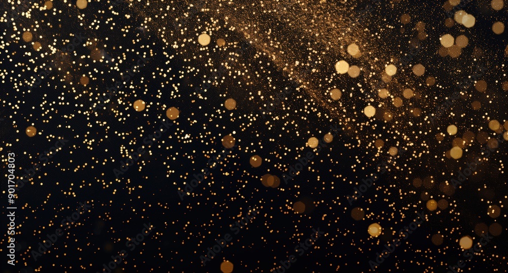 A beautiful display of golden bokeh lights, sparkling effect on a dark background, festive elegant backdrop with copyspace for Christmas, New Year, Birthday A beautiful display of golden bokeh lights, sparkling effect on a dark background, festive elegant backdrop with copyspace for Christmas, New Year, Birthday