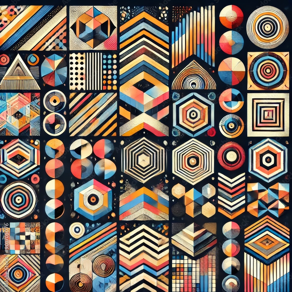 abstract geometric patterns with colorful elements in 3d abstract geometric patterns with colorful elements in 3d