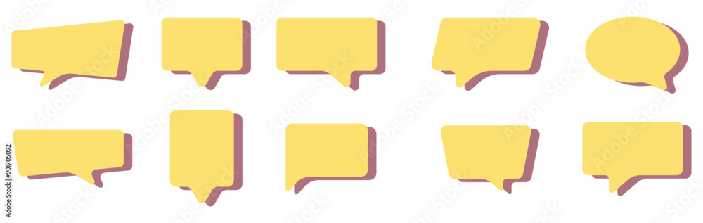 set of flat yellow shadow bubble speech vector. price tag, stickers, badges, sticker, comment. Isolated on white background. set of flat yellow shadow bubble speech vector. price tag, stickers, badges, sticker, comment. Isolated on white background.