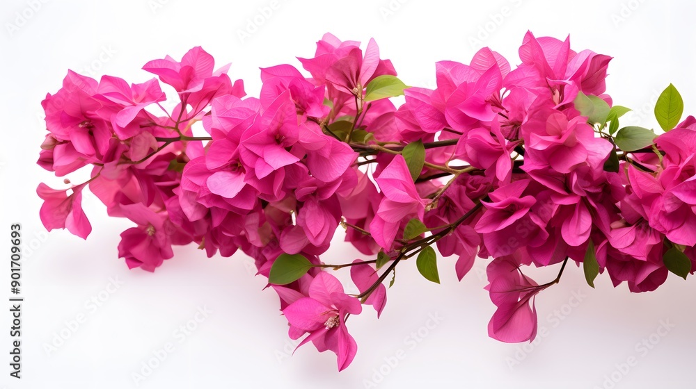 Pink Bougainvillea Branch Against a White Background Pink Bougainvillea Branch Against a White Background