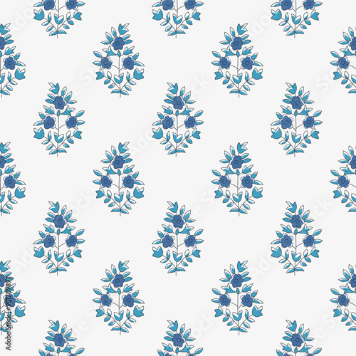 Indian kalamkari Floral Booti design Allover Seamless Repeat Pattern For Block Print