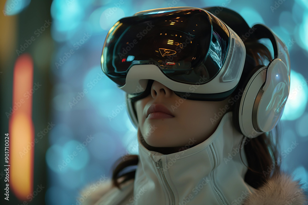 A person wearing a VR headset A person wearing a VR headset