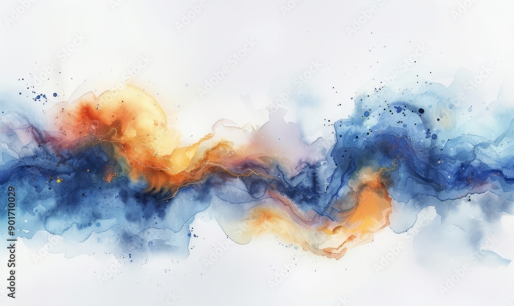 Abstract celestial patterns in watercolor on white. Abstract celestial patterns in watercolor on white.