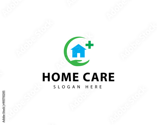 Home logo with hand care. Care house logo design art. Icon. Building. premium. Business logo. Medical. Care. Real estate. Home care logo design.