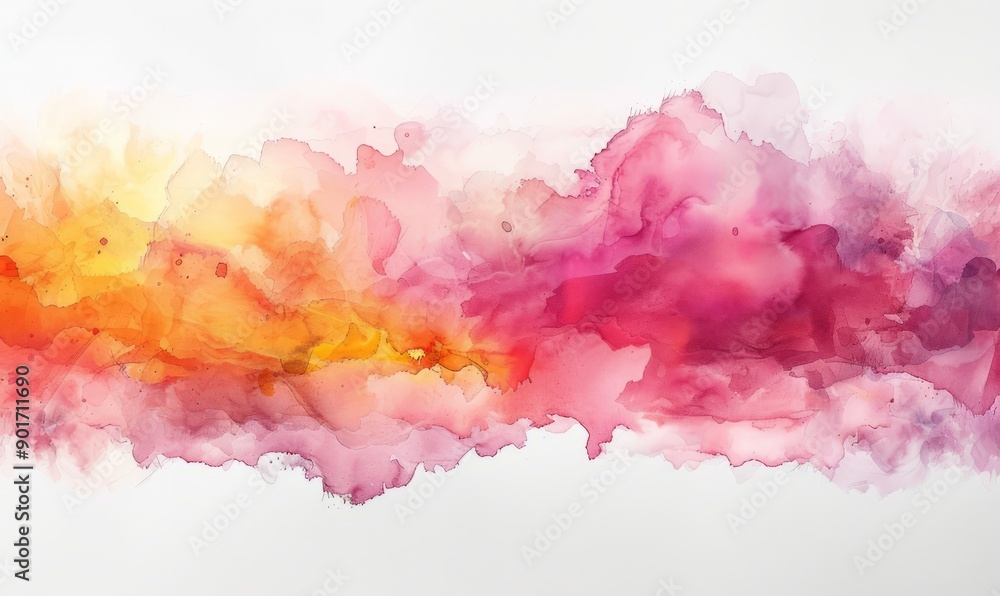 Fototapeta premium A painting of a pink and orange line with a white background