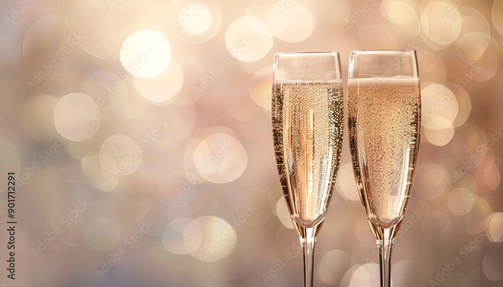 Two champagne flutes filled with sparkling wine Two champagne flutes filled with sparkling wine