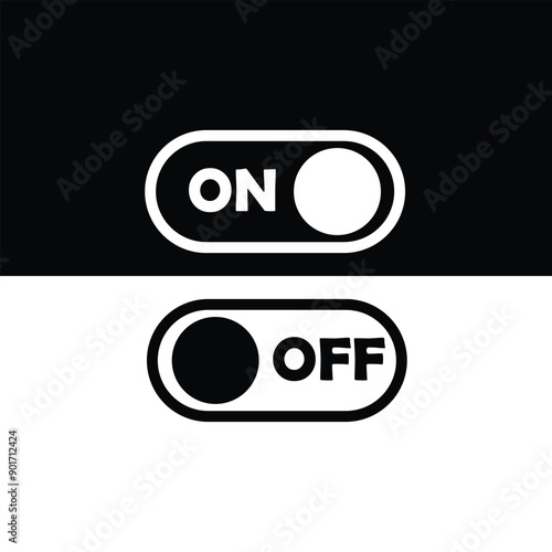 On off icon. Switch button. Black and white colors. Vector illustration