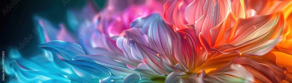 Obraz premium A Close-up Shot of a Digital diversity bloom, neon petal portraits