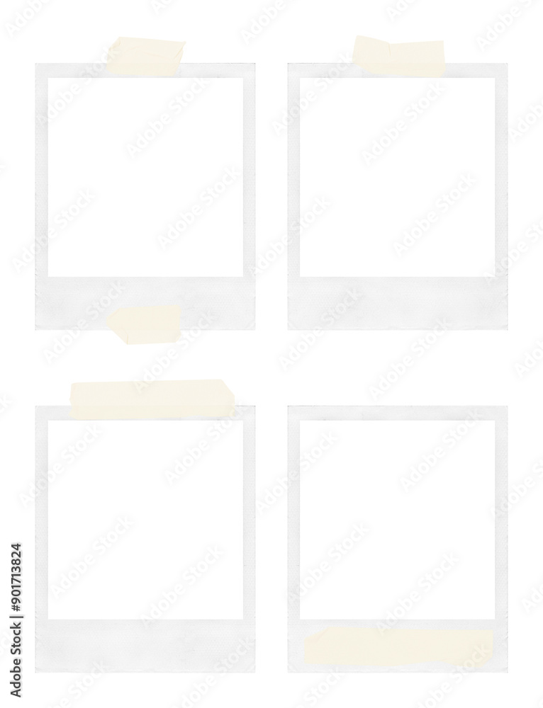 empty polaroid camera photo frames with adhesive tape strips, extracted on transparent background, png file empty polaroid camera photo frames with adhesive tape strips, extracted on transparent background, png file