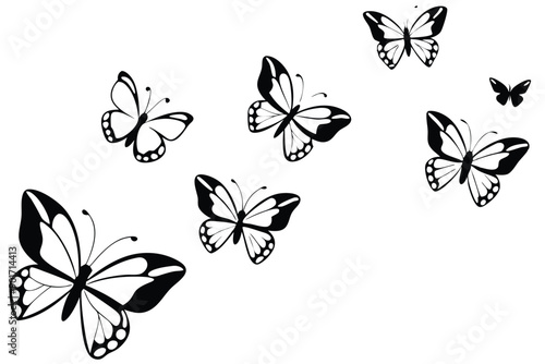 Butterflies flying line art illustration