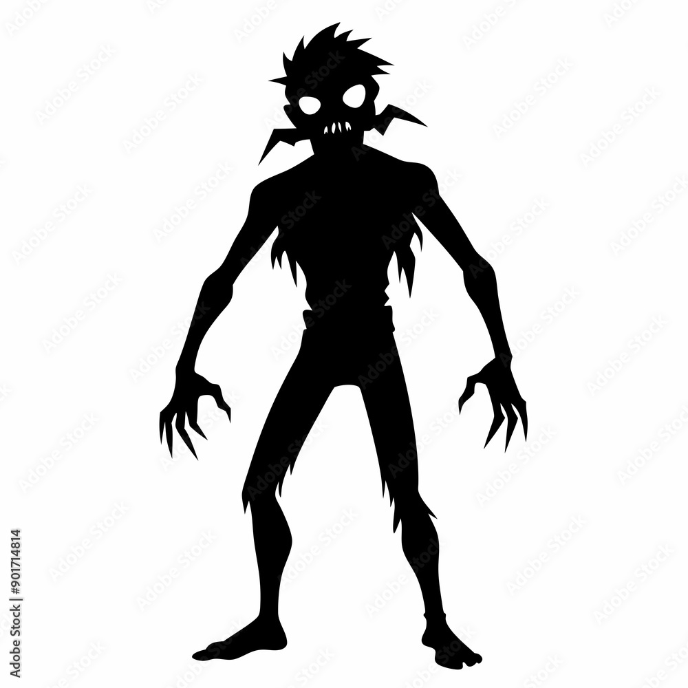 Halloween Zombie black vector silhouette