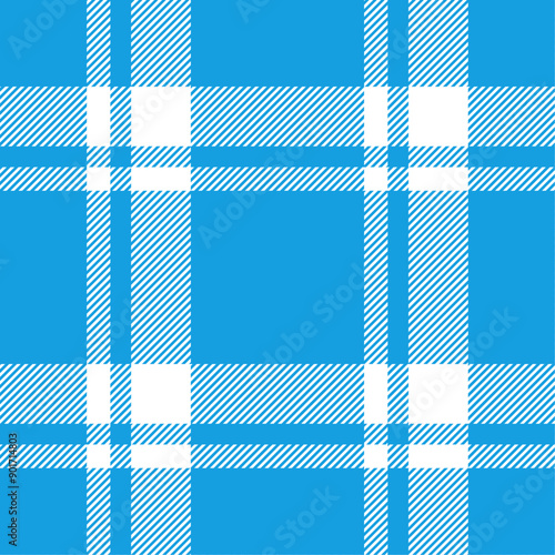 Blue and white color striped lines tartan check seamless plaid pattern background for textile design, napkin, clothes, handkerchief, cover, tablecloth. Vector illustration.