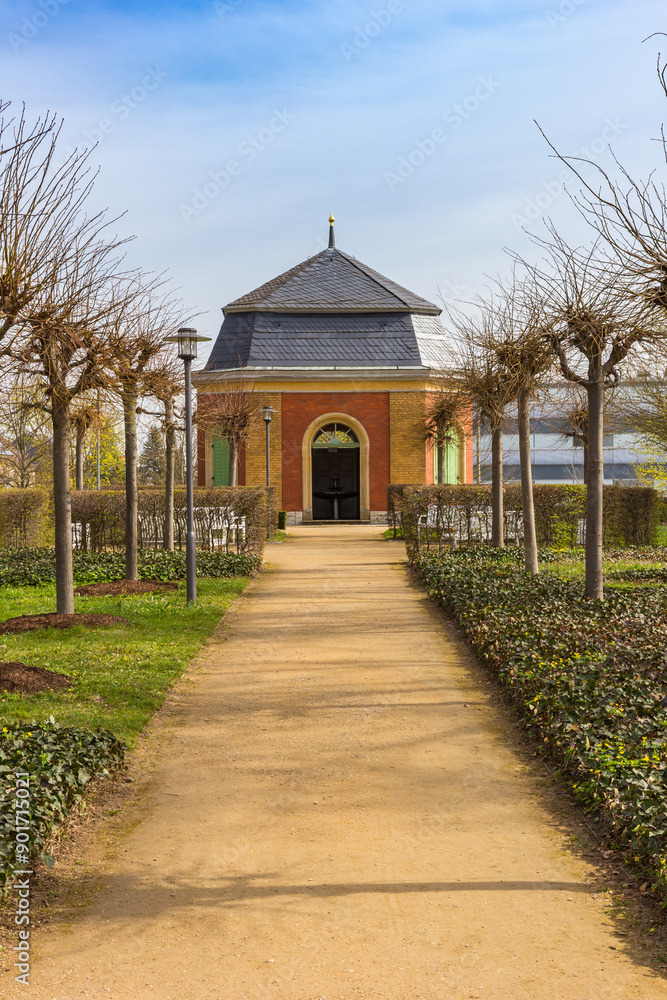 Little garden house at the grounds of the Friederiken castle in Bad Langensalza, Germany